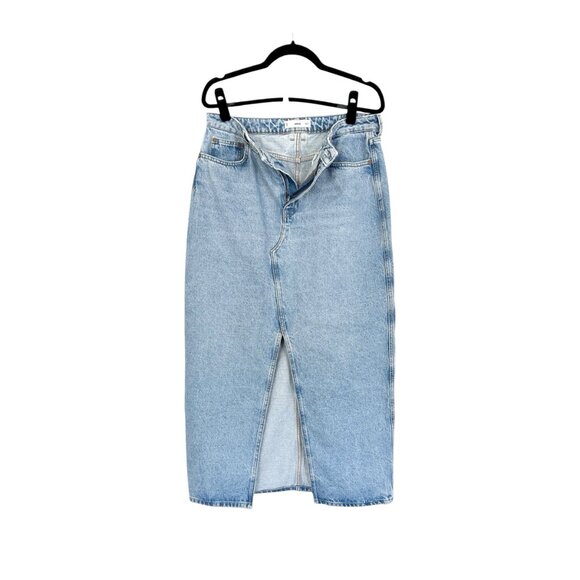 MNG High Waist Denim Midi Skirt - Picture 4 of 7